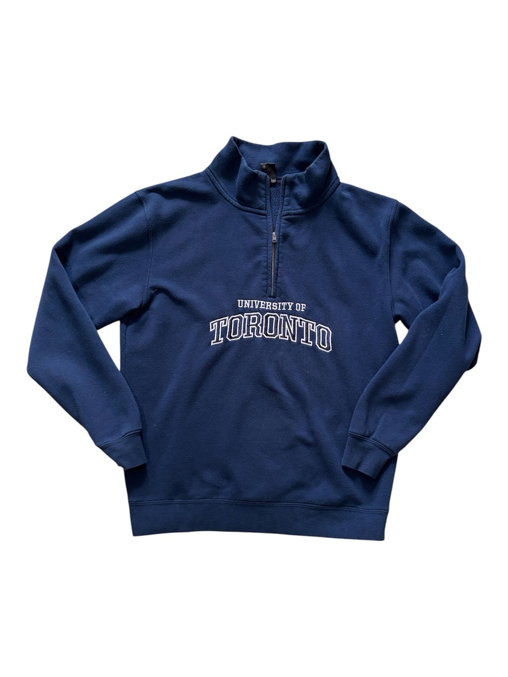 Vintage Style University of Toronto U of T 1/4 Zip Navy Blue Fleece Sweatshirt